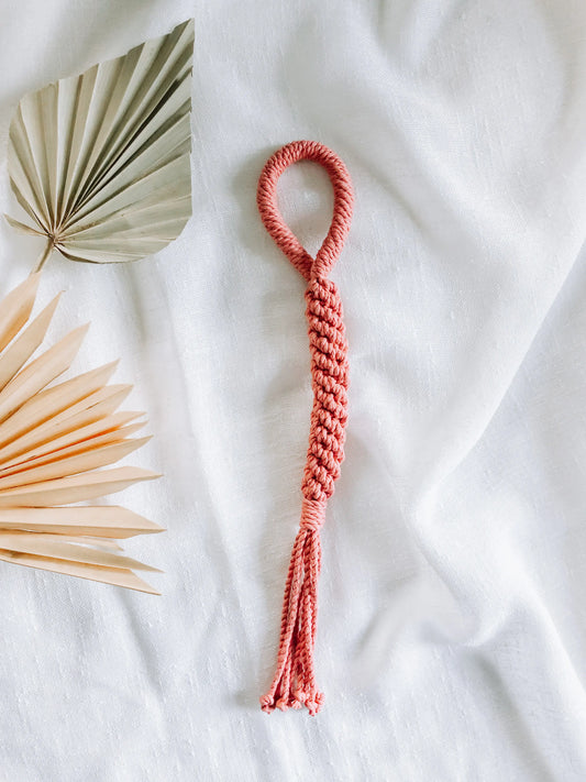 Macrame Rope Dog Tug Toy - Coral